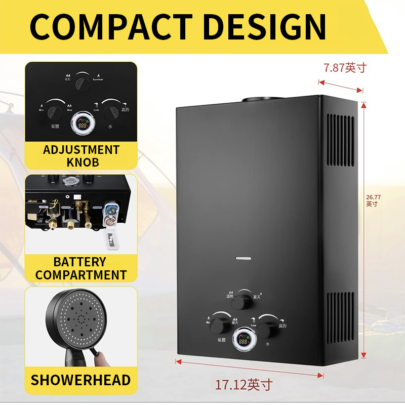 Outdoor Camping Water Heater - 16L/18L/20L 즉시 가열 가스 온수기(LCD 디스플레이
