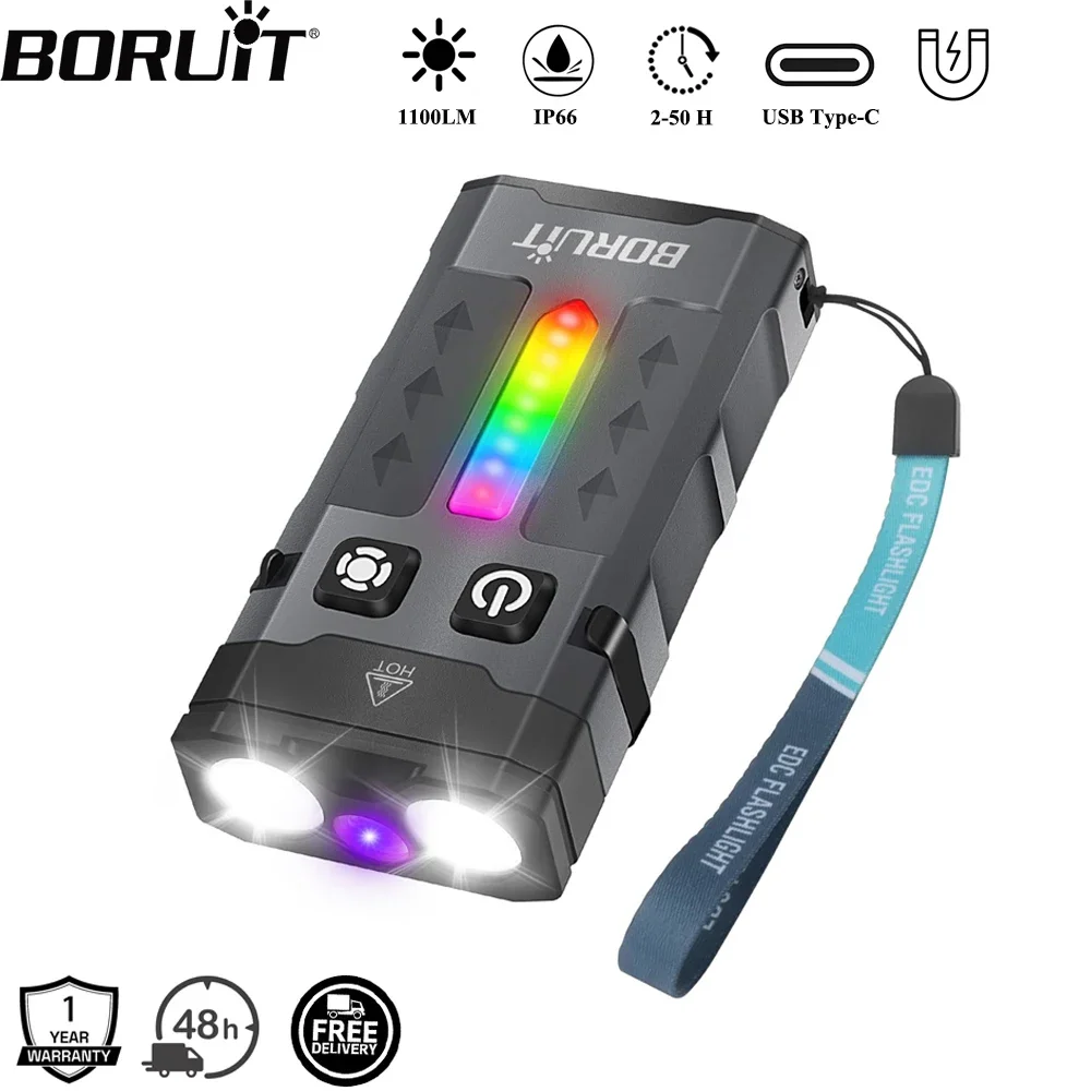 Outdoor Camping Adventure - BORUiT EV20 1100LM EDC UV 키체인