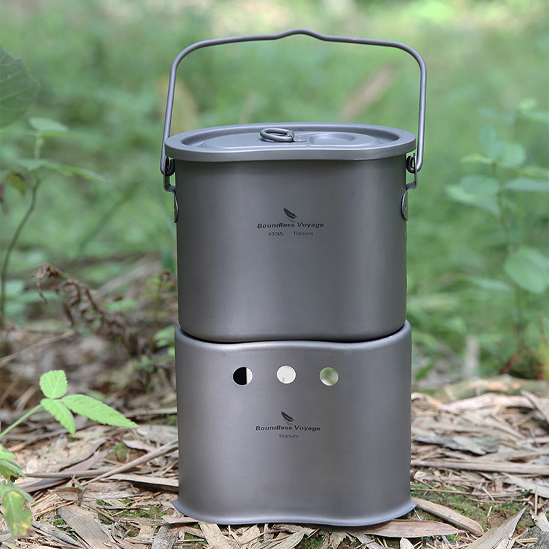 Outdoor Camping Wood Stove - Boundless Voyage 티타늄 조리기구 세트, 야외