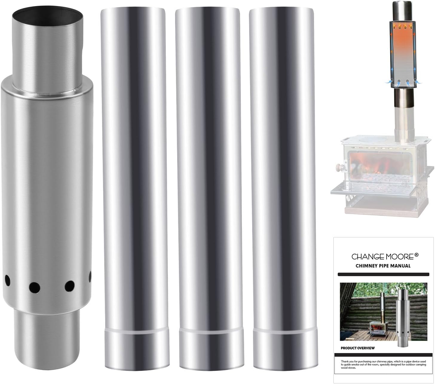 Outdoor Camping Wood Stove - CHANGE MOORE 스테인레스 스틸 텐트 스토브