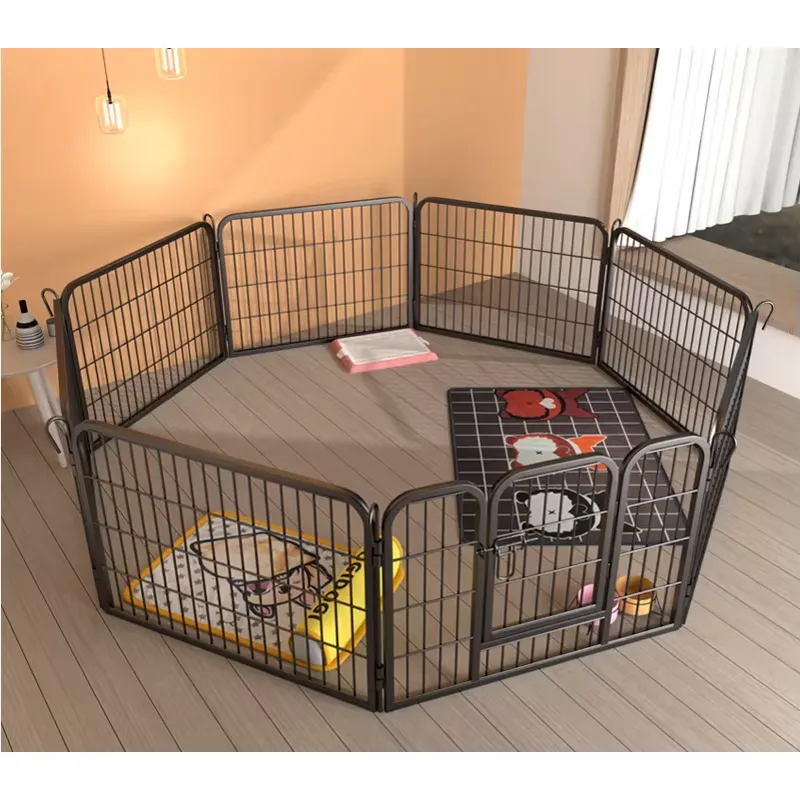 Outdoor Camping Dog Kennel - 8개 패널 강철 애완동물 울타리, 개집,