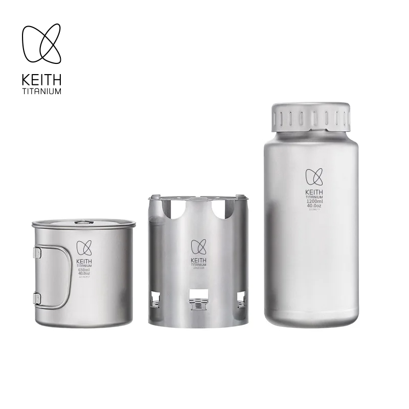 Outdoor Camping Wood Stove - KEITH 순수 티타늄 네스팅 캠핑 세트