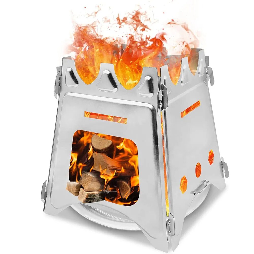 Outdoor Camping Wood Stove - 휴대용 캠핑 나무 스토브, 스테인레스 스틸