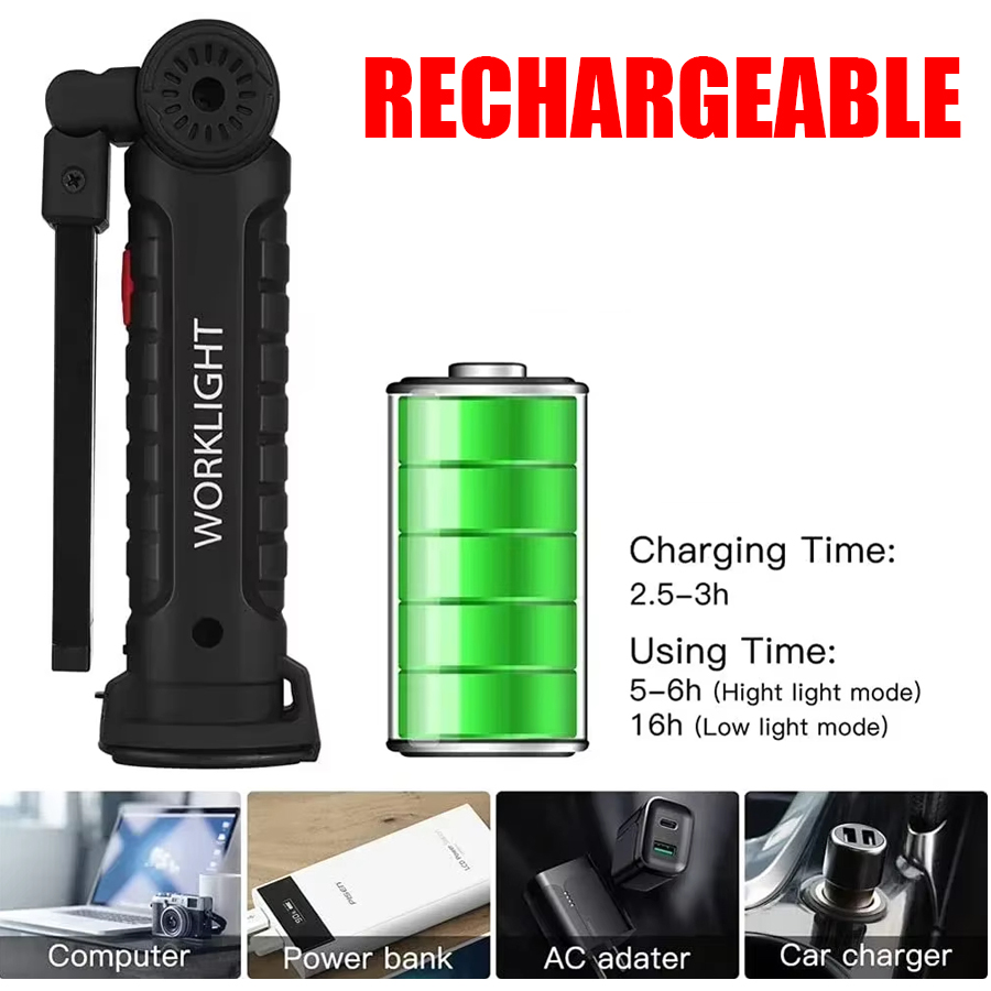 마그네틱 후크가있는 휴대용 LED 손전등 야외 수리 작 - Outdoor Camping Light Portable 리뷰 및 가격