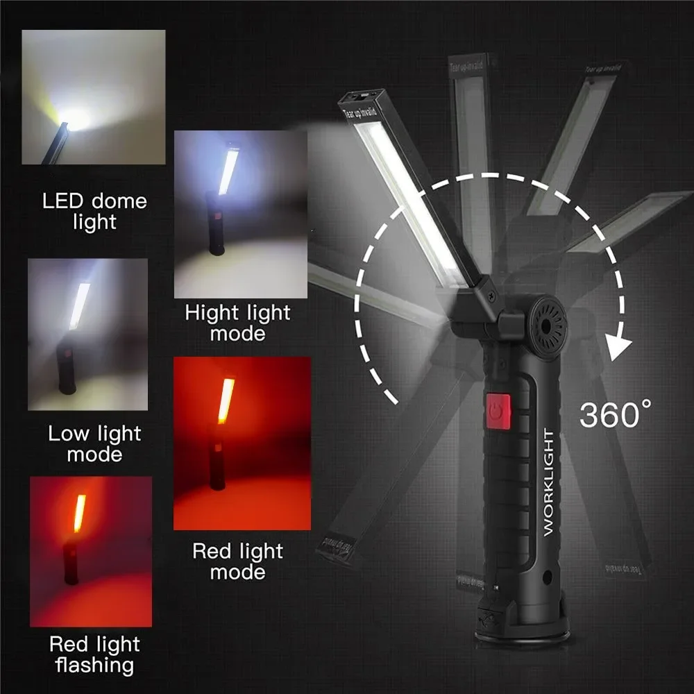 휴대용 COB LED 손전등 USB 충전식 작업 조명  - Outdoor Camping Light Portable 리뷰 및 가격