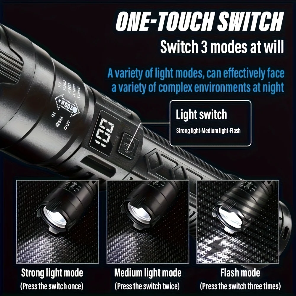 전술용 LED 손전등 2000LM USB 충전식 방수  - Outdoor Camping Adventure 리뷰 및 가격