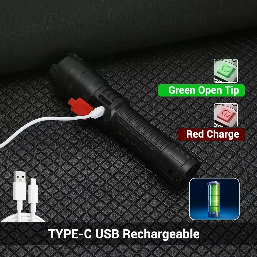 전술용 LED 손전등 2000LM USB 충전식 방수  - Outdoor Camping Adventure 리뷰 및 가격