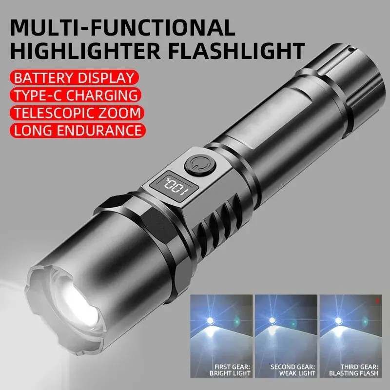 강력한 LED 휴대용 손전등 휴대용 충전식 텔레스코픽  - Outdoor Camping Light Portable 리뷰 및 가격