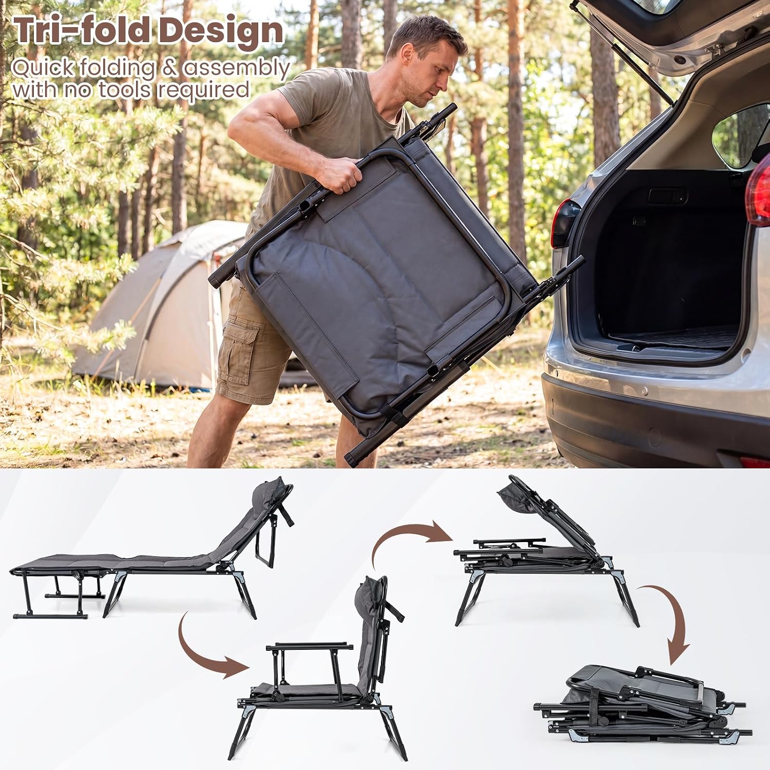 접이식 파티오 라운지 의자 2개 세트, 조절 가능한 리 - Outdoor Camping Folding Chairs 리뷰 및 가격