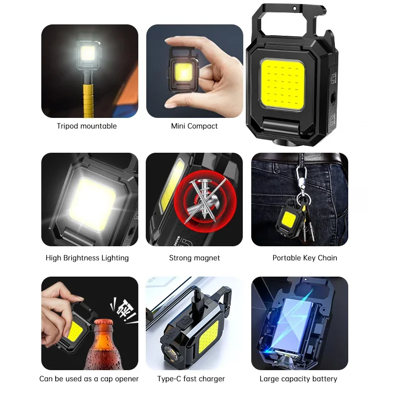 미니 손전등 키체인 라이트 COB 작업등 USB 충전식 - Outdoor Camping Light Portable 리뷰 및 가격