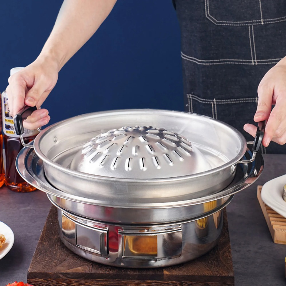 2 in 1 핫팟 그릴 팬 논스틱 알루미늄 바베큐 그릴 - Outdoor Camping Kitchen 리뷰 및 가격