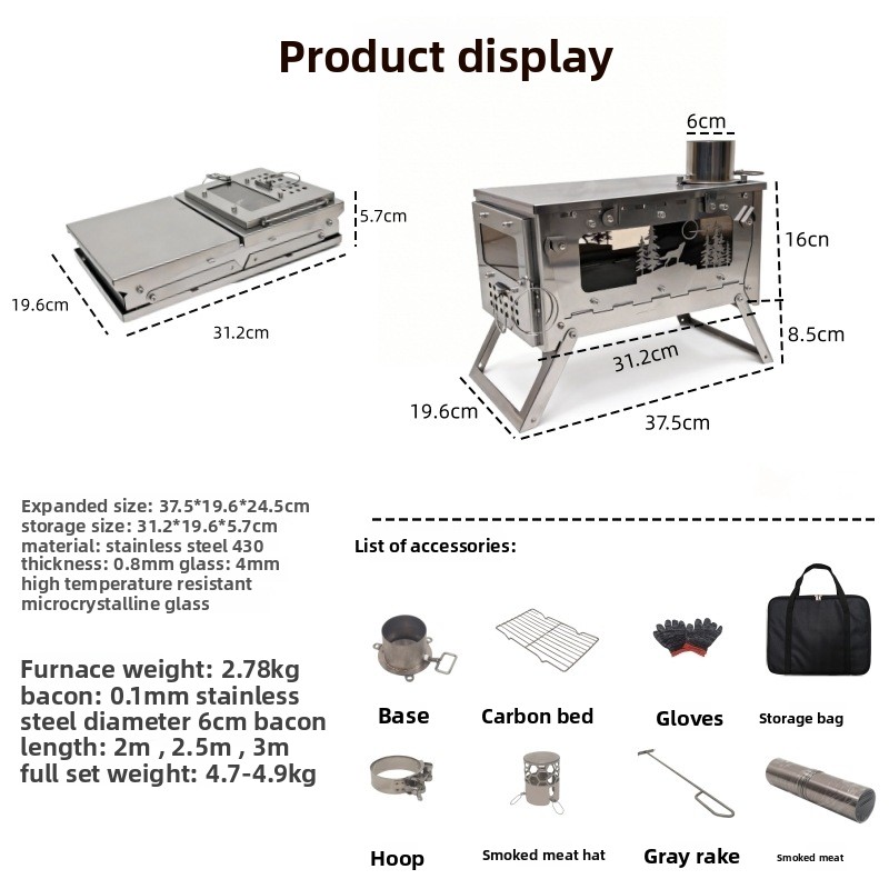 스테인리스 스틸 접이식 휴대용 나무 난로 바베큐 그릴  - Outdoor Camping Wood Stove 리뷰 및 가격
