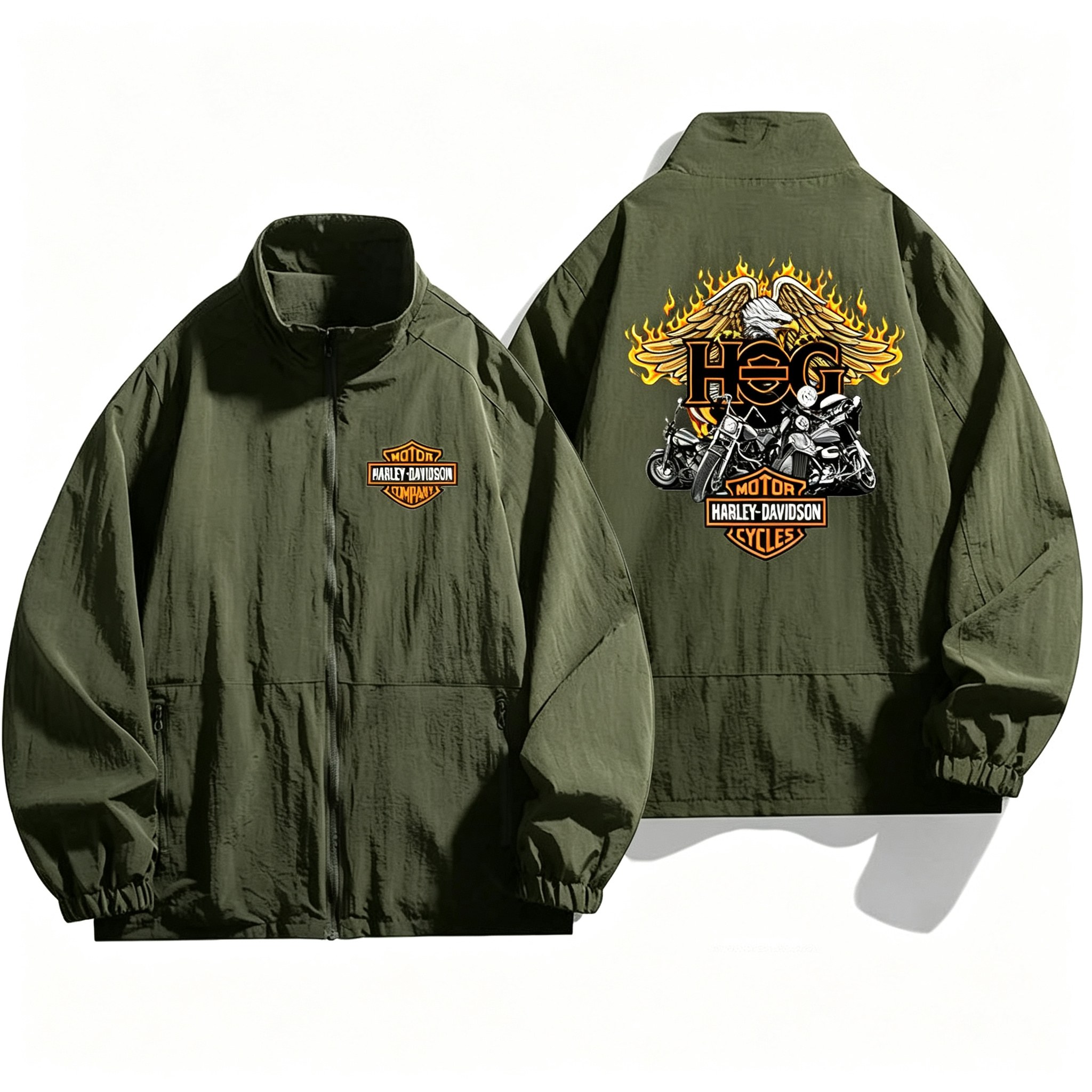 할리 데이비슨 가을용 남성용 지퍼 재킷, 패션 프린트  - Outdoor Camping Logo 리뷰 및 가격